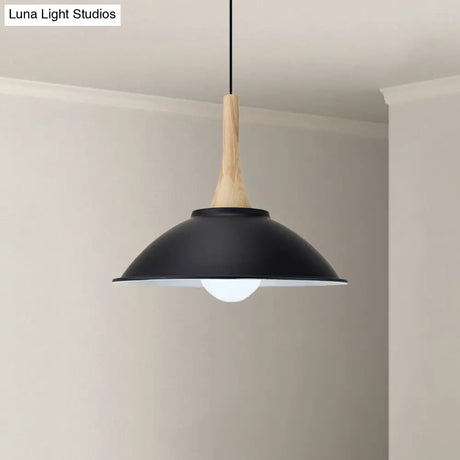 Modern Metal Pendant Light With Black Bowl Shade For Dining Room