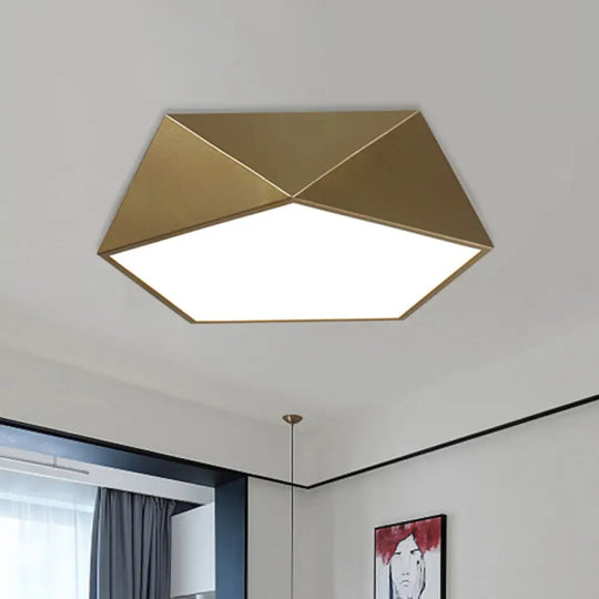 Modern Metal Pentagonal Flush Mount Led Light Fixture - Bedroom Ceiling Lighting Gold / 16.5’