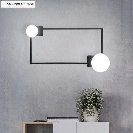 Modern Metal Rectangle Flush Wall Sconce With Led Lighting - Black Finish