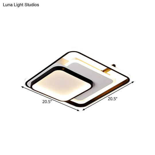Modern Metal Rectangle/Square Led Ceiling Flush Mount In Warm/White Light Various Sizes