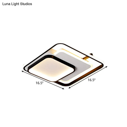 Modern Metal Rectangle/Square Led Ceiling Flush Mount In Warm/White Light Various Sizes