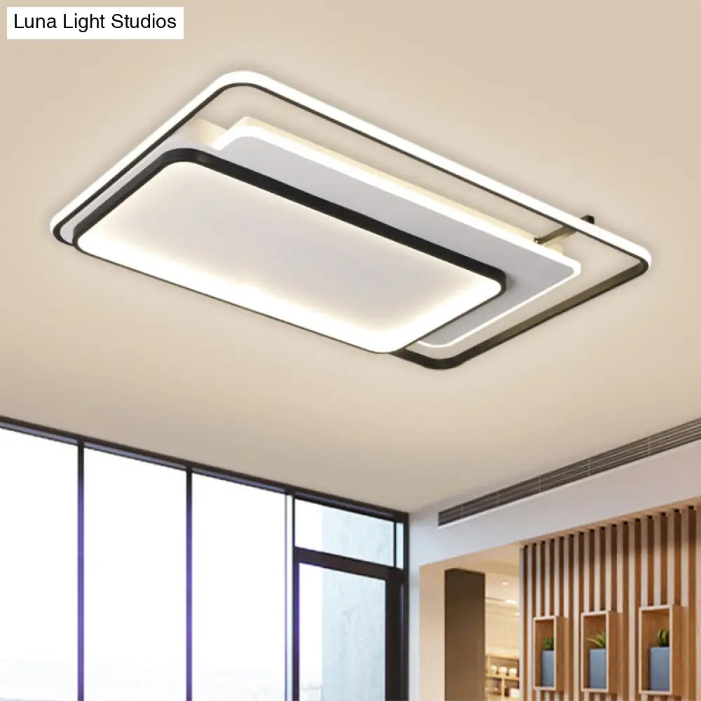 Modern Metal Rectangle/Square Led Ceiling Flush Mount In Warm/White Light Various Sizes