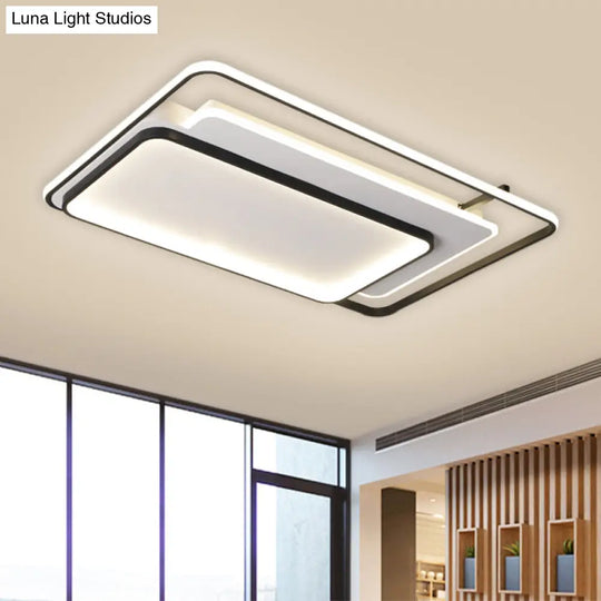 Modern Metal Rectangle/Square Led Ceiling Flush Mount In Warm/White Light Various Sizes