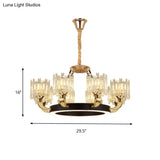 Modern Metal Ring Chandelier With Crystal Shade - 6/8-Bulb Pendant Light For Living Room In Black &
