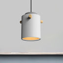 Modern Metal Shade Cylinder Pendant Light Fixture - Green/Pink/White Hanging Lighting White / C
