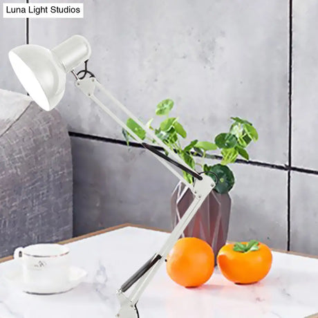 Modern Metal Shade Desk Lamp - Stylish Adjustable 1 Bulb Light For Bedroom Reading