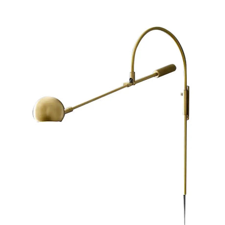 Modern Metal Sphere Wall Sconce Light With Curved Arm - 1 Head Lighting Fixture Gold