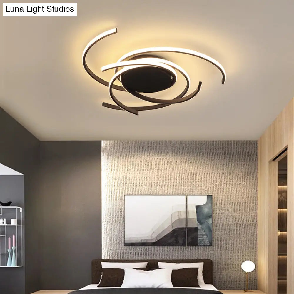 Modern Metal Spiral Flush Mount Led Ceiling Light For Bedrooms