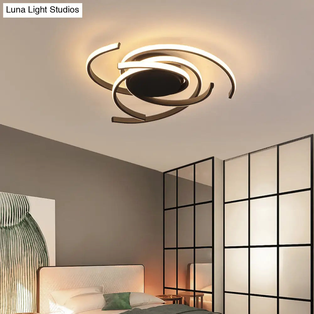 Modern Metal Spiral Flush Mount Led Ceiling Light For Bedrooms