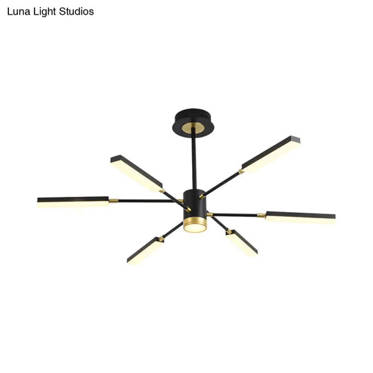 Modern Metal Sputnik Pendant Chandelier- 6/8 Head Hanging Light Kit In Warm/White 6 / Black White