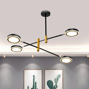 Modern Metal Starburst Chandelier - 4/6 Heads White/Black Gold Finish Warm/White Light 4 / Black-Gold / White