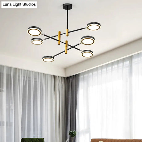 Modern Metal Starburst Chandelier - 4/6 Heads White/Black Gold Finish Warm/White Light
