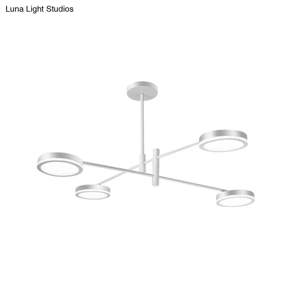 Modern Metal Starburst Chandelier - 4/6 Heads White/Black Gold Finish Warm/White Light