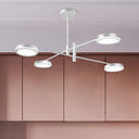 Modern Metal Starburst Chandelier - 4/6 Heads White/Black Gold Finish Warm/White Light 4 / White / White