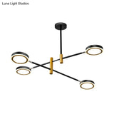 Modern Metal Starburst Chandelier - 4/6 Heads White/Black Gold Finish Warm/White Light