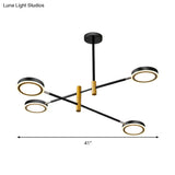 Modern Metal Starburst Chandelier - 4/6 Heads White/Black Gold Finish Warm/White Light