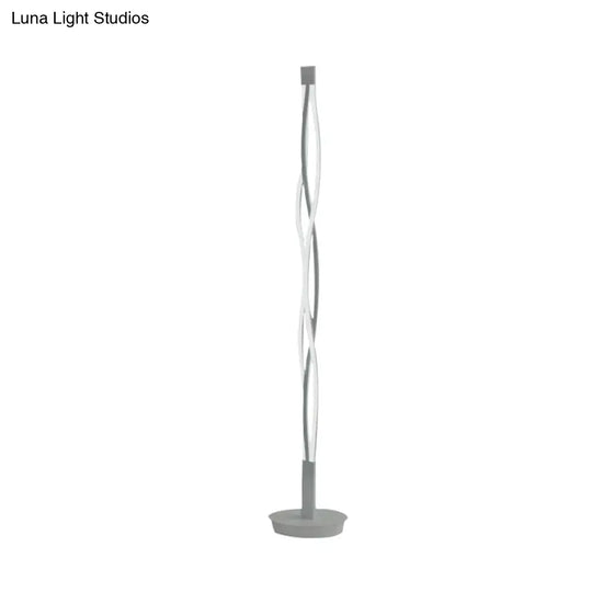 Modern Metal Stick Lamp: Black/White Led Nordic Floor Lighting With Spiral Design In