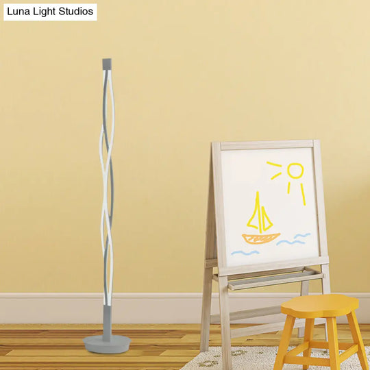 Modern Metal Stick Lamp: Black/White Led Nordic Floor Lighting With Spiral Design In