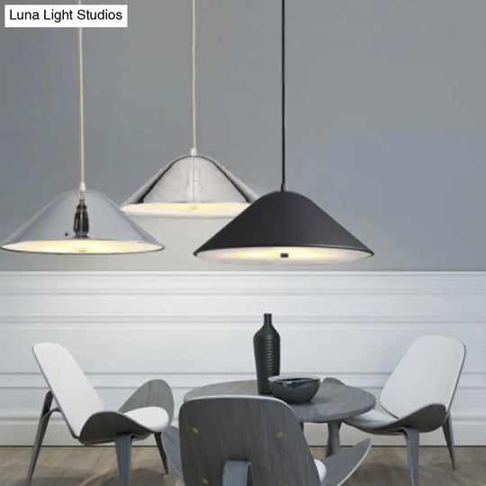 Modern Tapered Suspension Light In Matte Black Chrome And Rose Gold Finish - Perfect For Dining Room