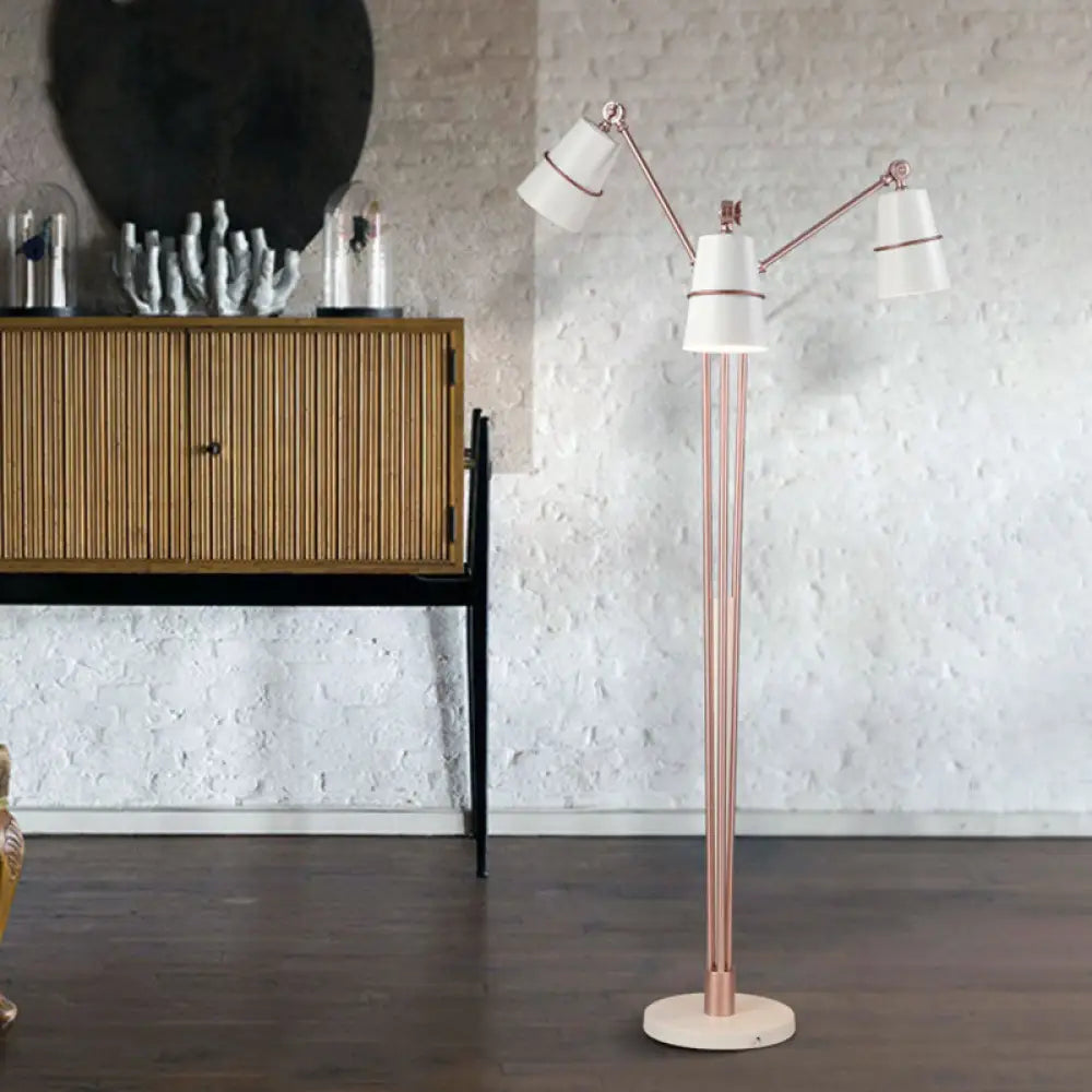 Modern Metal Tree Floor Lamp With 3 Heads For Living Room Reading White/Black White