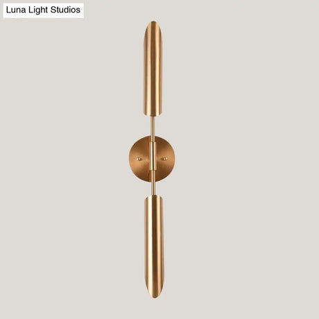 Modern Metal Wall Lamp Sconce With Brass Finish Led Lighting - Tube Up-Down Mount