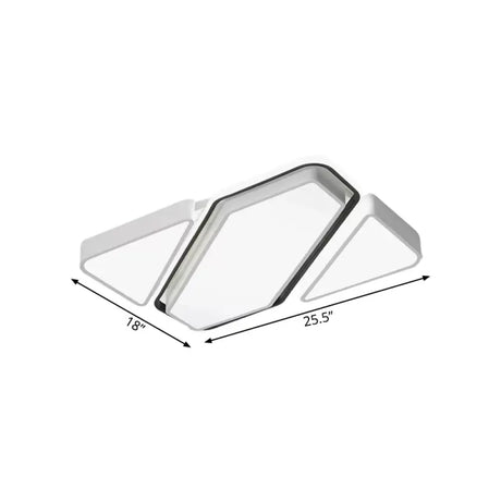 Modern Metal White Led Flush Ceiling Light With Acrylic Diffuser - Spliced Rectangle Design
