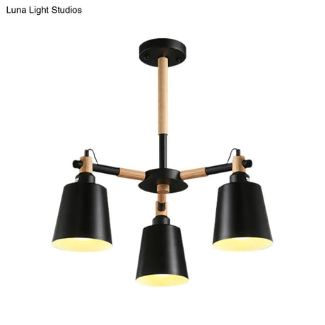 Modern Metal & Wood Trapezoid Shade Chandelier For Childrens Bedroom