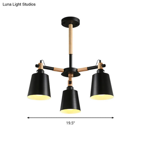Modern Metal & Wood Trapezoid Shade Chandelier For Childrens Bedroom