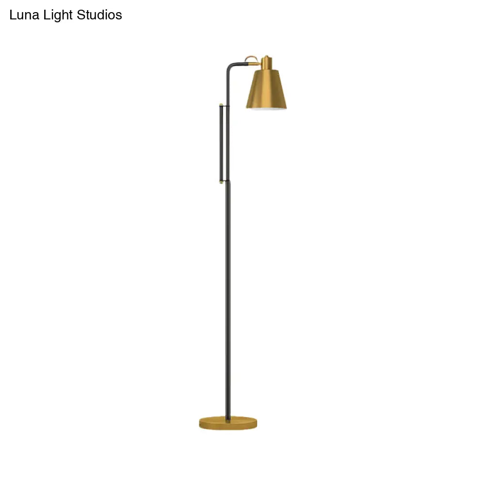 Modern Metallic 1-Light Tapered Floor Lamp In Brass - Ideal For Living Room Reading