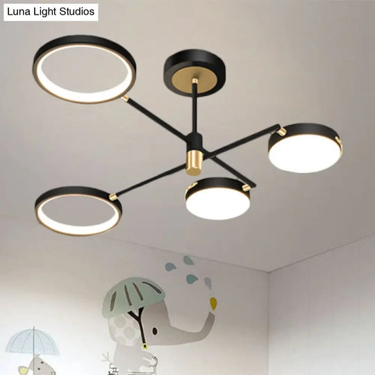 Modern Metallic 4 - Light Round Semi Flush Led Dining Room Fixture