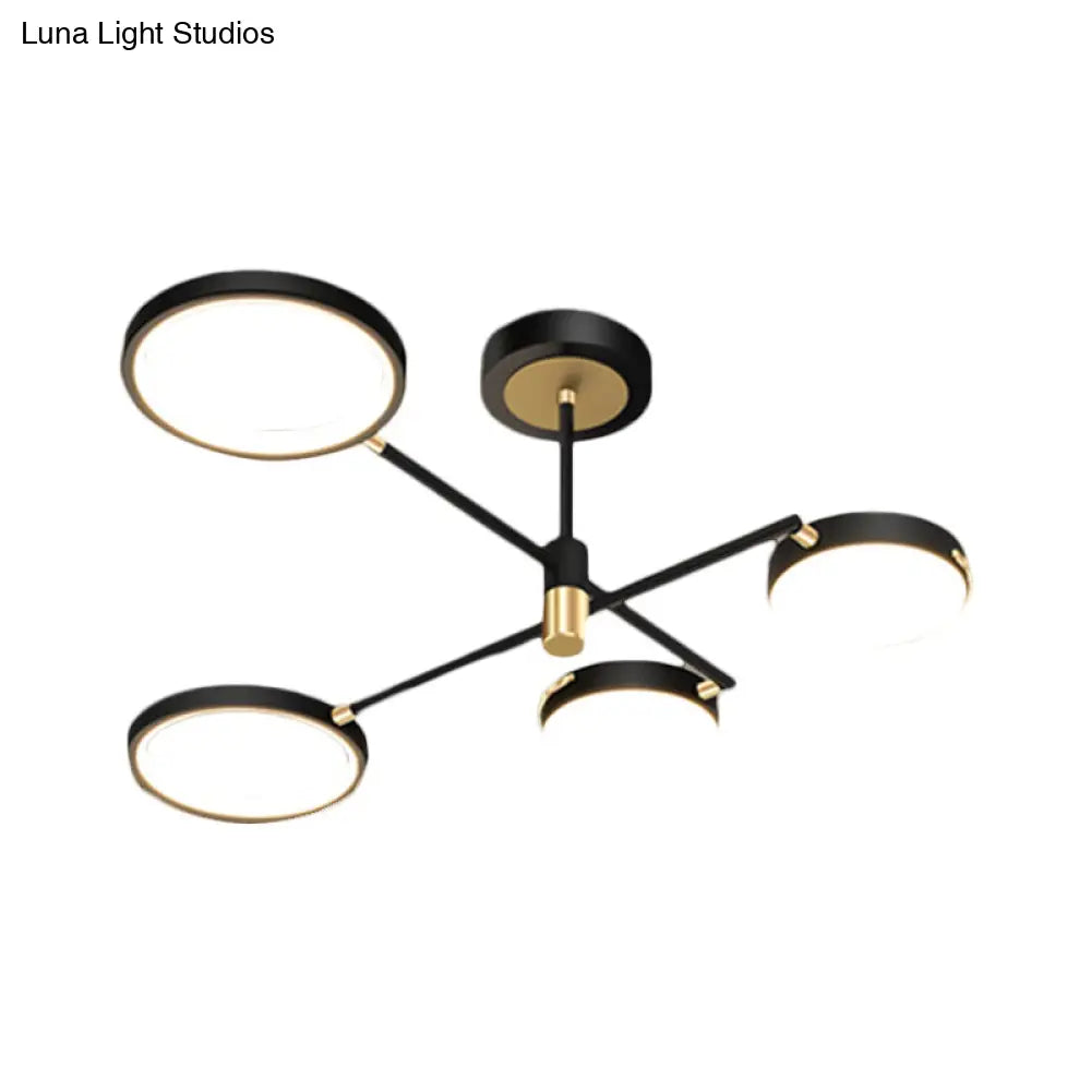 Modern Metallic 4 - Light Round Semi Flush Led Dining Room Fixture