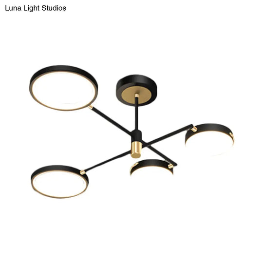 Modern Metallic 4 - Light Round Semi Flush Led Dining Room Fixture
