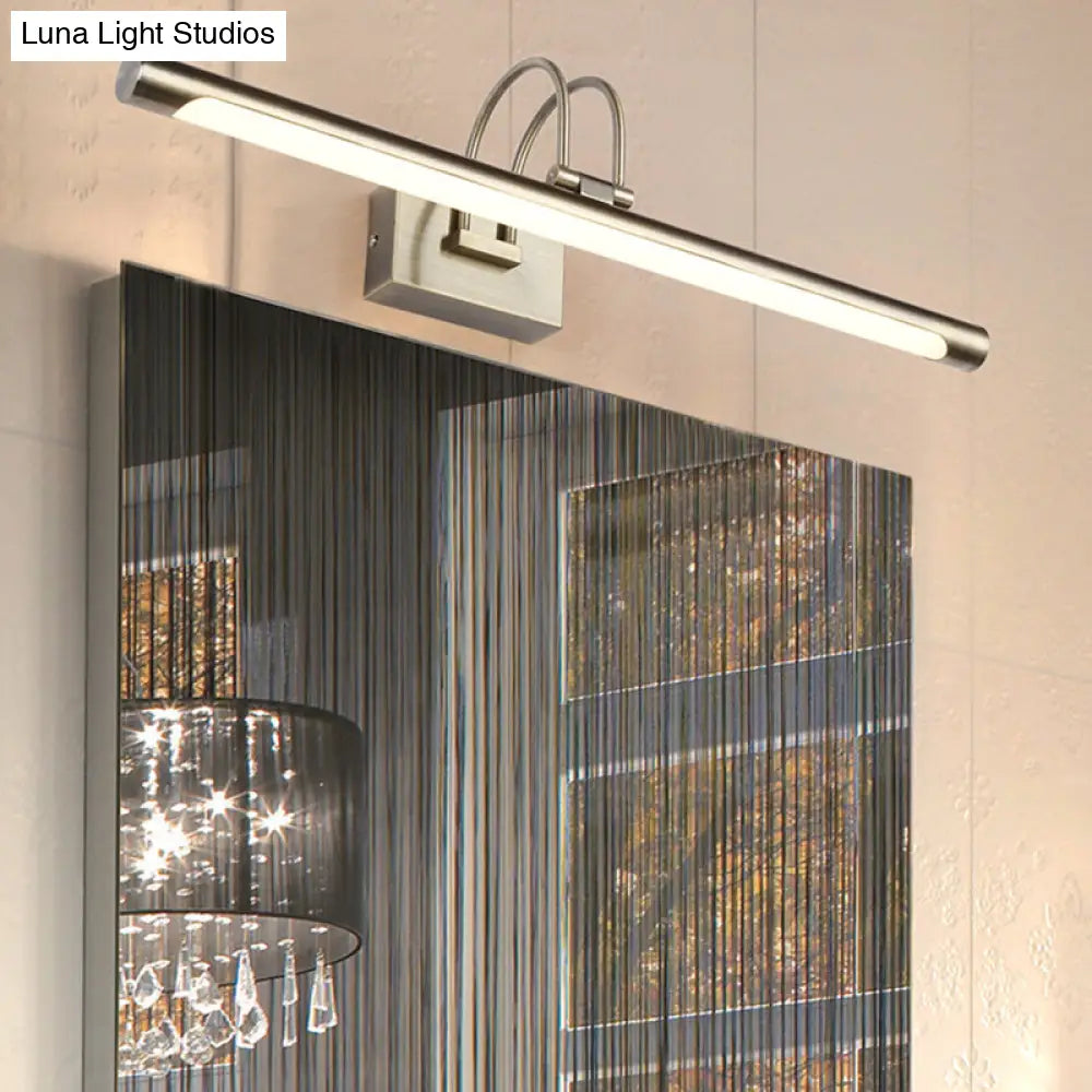Modern Metallic Arc Led Vanity Light Fixture With Acrylic Shade - 16.5/20.5 W Nickel Finish