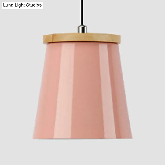 Modern Metallic Bucket Pendant Light For Kitchen And Dining Room Pink