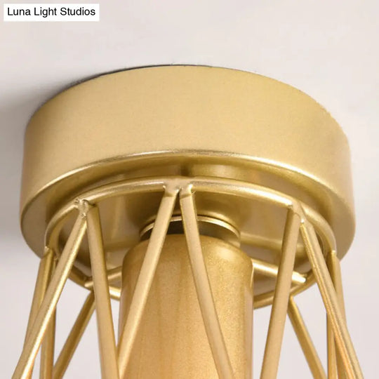 Modern Metallic Crown Flush Mount Ceiling Light For Kids | 1-Light Black/Gold/White