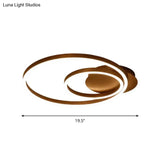 Modern Metallic Dual-Ring Ceiling Light - 16’/19.5’/23.5’ Dia Led Coffee Flush Mount Lamp For
