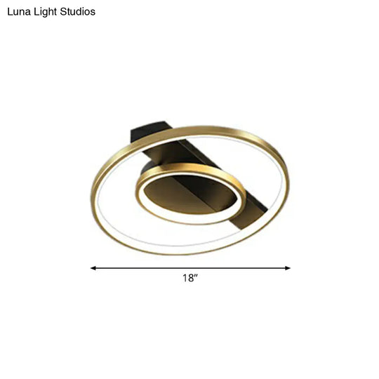 Modern Metallic Flushmount Led Ceiling Light With Gold Finish - Ideal For Bedroom / White Circle