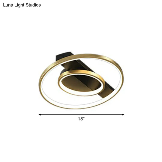 Modern Metallic Flushmount Led Ceiling Light With Gold Finish - Ideal For Bedroom / Remote Control