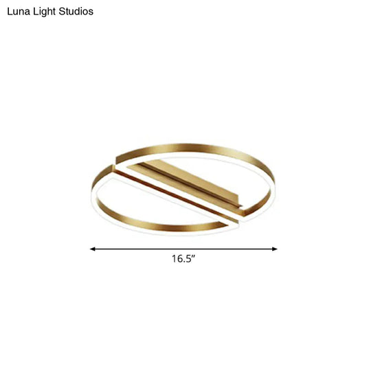 Modern Metallic Flushmount Led Ceiling Light With Gold Finish - Ideal For Bedroom / Remote Control