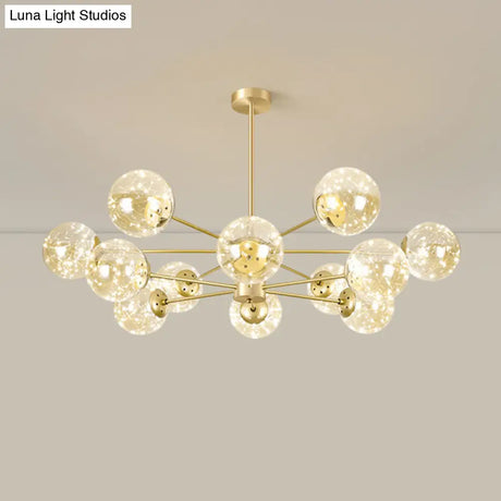 Modern Metallic Globe Led Chandelier Light In Gold