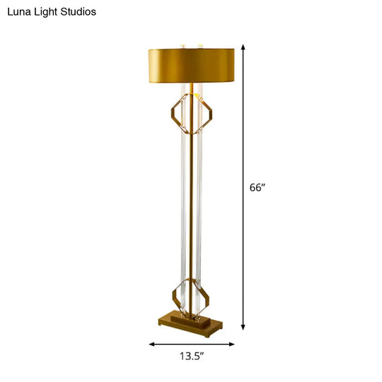 Modern Metallic Gold Floor Lamp With Clear Crystal Rod