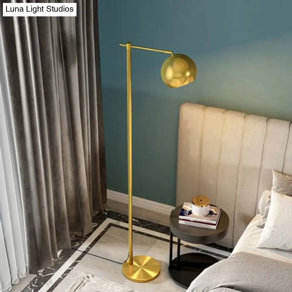 Modern Metallic Gold Spherical 1-Light Floor Lamp For Living Room