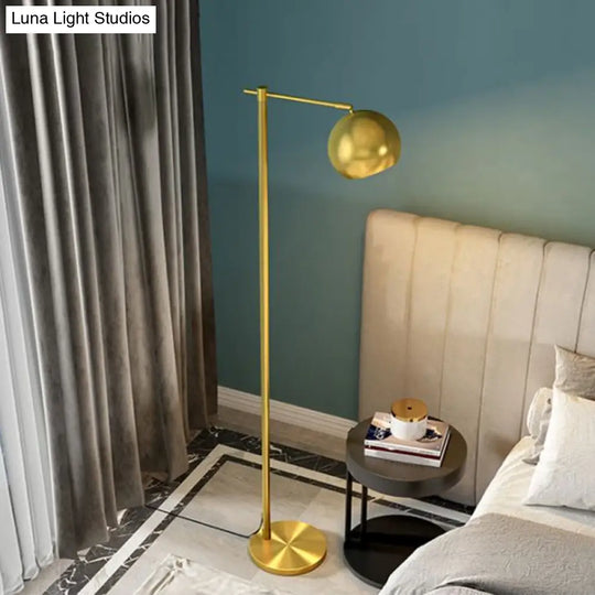 Modern Metallic Gold Spherical 1-Light Floor Lamp For Living Room