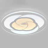 Modern Metallic Led Flush Ceiling Light Fixture With Clear Floral Design - Ideal For Living Room