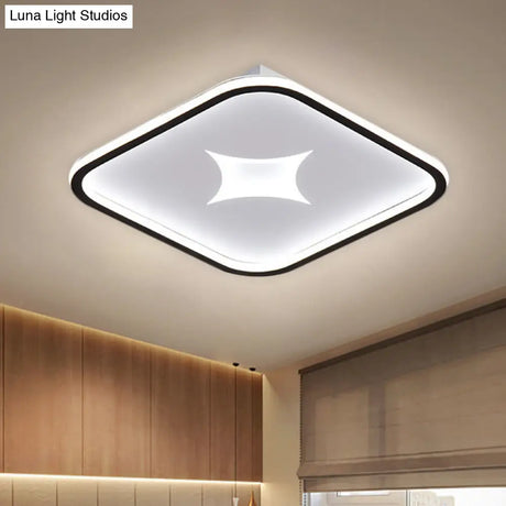 Modern Metallic Led Flush Ceiling Light In Black/Gold - Round/Rectangle White Available 3 Sizes