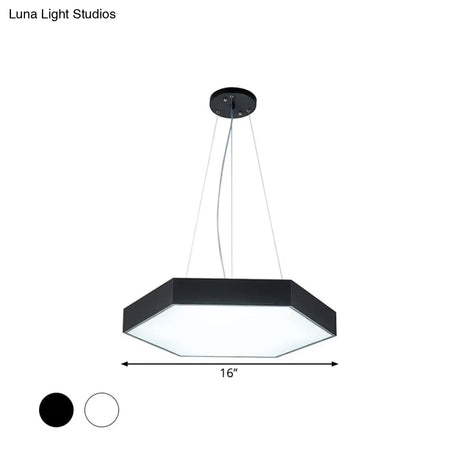 Modern Metallic Led Pendant Light With Honeycomb Design Black/White Acrylic Diffuser -
