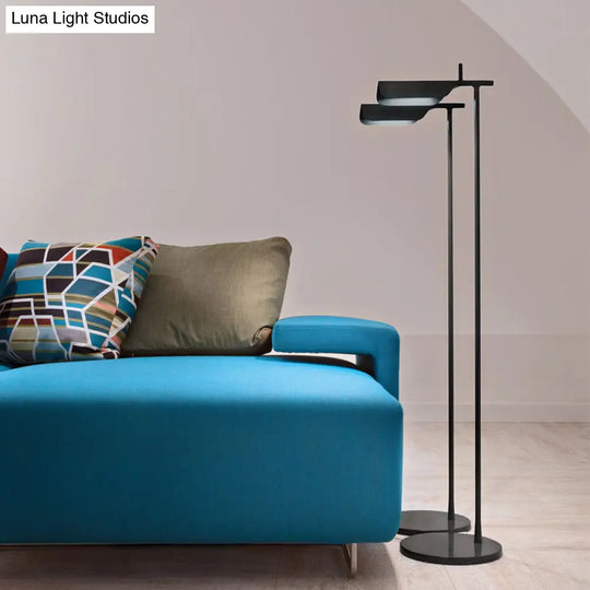 Modern Metallic Led Standing Floor Lamp In White/Black - Perfect For Minimalist Bedroom Lighting