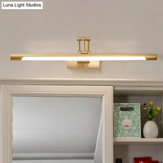 Modern Metallic Led Vanity Wall Sconce In Black/Gold With Foldable Arm