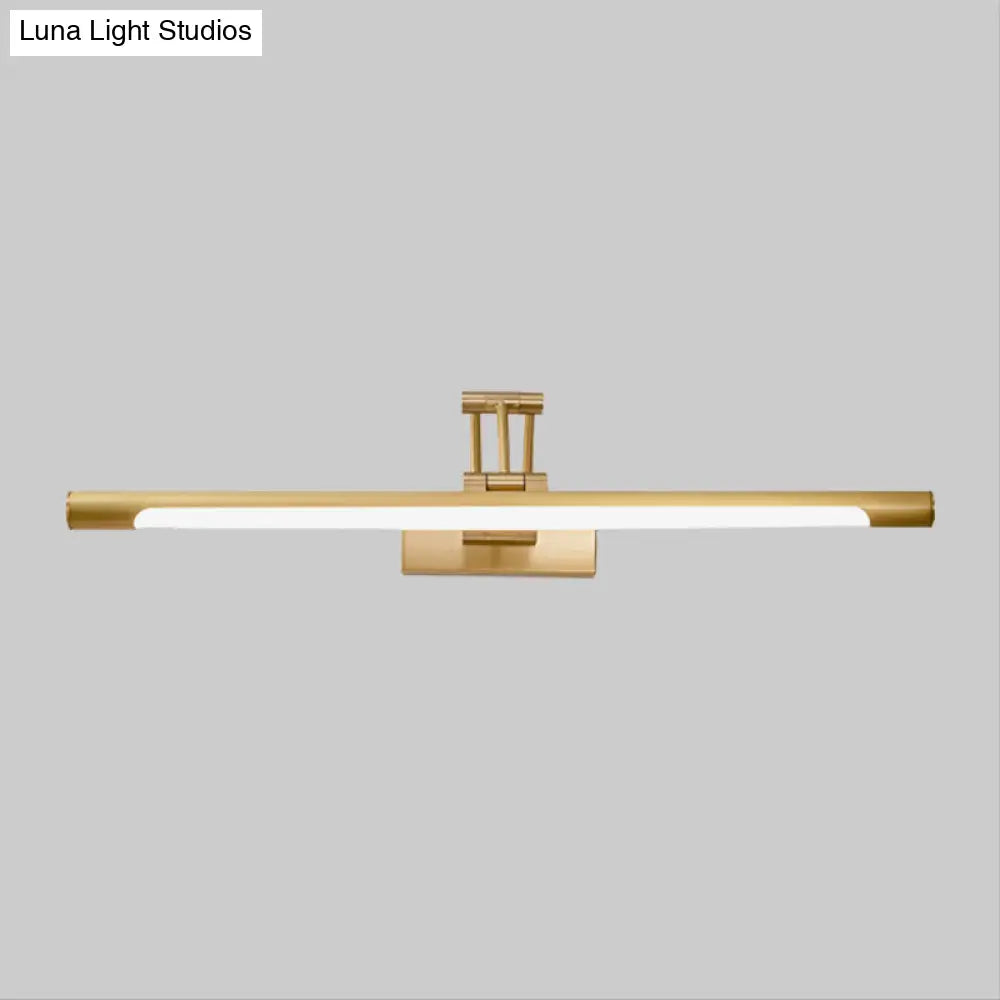 Modern Metallic Led Vanity Wall Sconce In Black/Gold With Foldable Arm