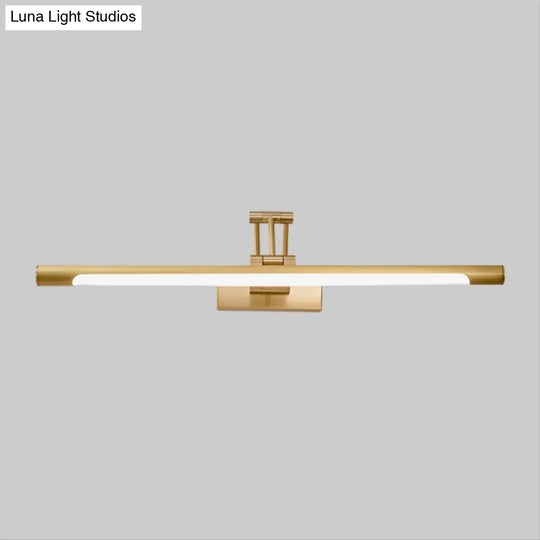 Modern Metallic Led Vanity Wall Sconce In Black/Gold With Foldable Arm